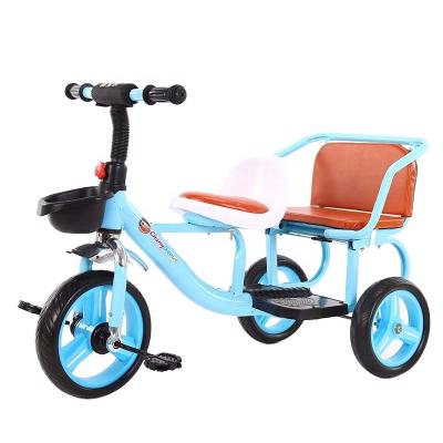 China Wholesale Cheap Road Baby Passenger Kids Twins Three Wheels Ride Tricycle Kids Double Seats Tricycle for sale