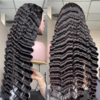 China Wholesale Loose Wave 40 Inch Transparent Lace Front Human Hair Wigs Virgin Wave 180% Density Full Hd Deep Raw Indian Lace Frontal Wig for sale