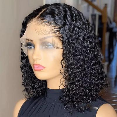 China Wholesale Straight Transparent Lace Bob Wigs For Black Women Frontal Bob Wig Human Hair Lace Front Bob Wigs 4*4 13*4 Water Wave for sale