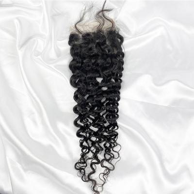 China Real 4x4 Water Wave Human Hair Loose Remy Black Lace Closure Real Water Wave Hair Bundles for sale