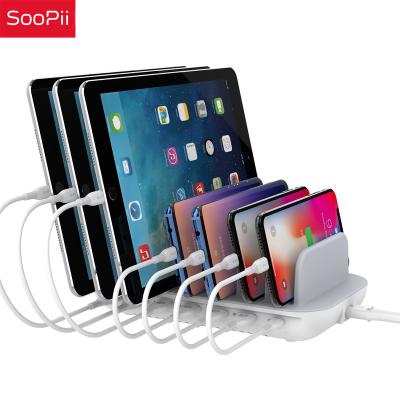 China SooPii Phones 7 Port Cell Phone 70W Charging Stations Wall Mounted Charging Stations with 30W PD Fast Charging iPad Pro Laptop for sale