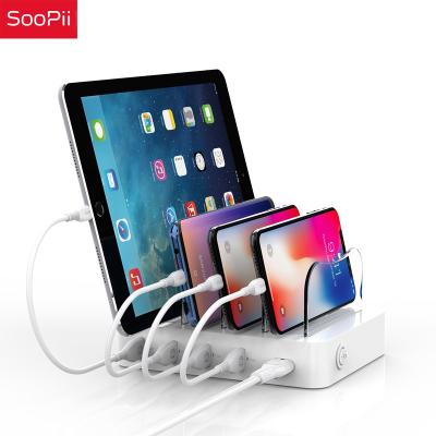 China Charing Phone & Tablet Leading Brand in US Market, SooPii 4-Port USB Charging Station for Multiple Devices, Competitive Phone Charger with 6 Free Cable for sale