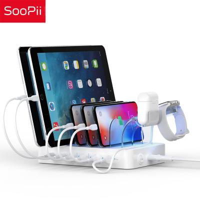 China SooPii 6-Port USB-C Mobile Phone Charging Station for Multiple Devices, 2 PD 20W USB C Charger Station for lPhone 13/12 Business Gift for sale