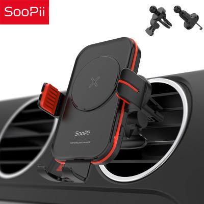 China SooPii 15W Qi Car Wireless Charger Mount Auto-Fixing Fast Charging Wireless Charger with Air Vent Phone Holder 2 Styles for sale