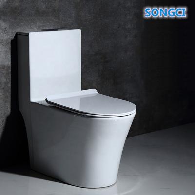 China Double-flow Chaozhou SONGCI Modern Design Bathroom Siphonic Ceramic Toilet Siphon One Piece Toilet Bowl for sale