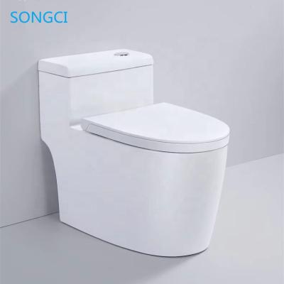 China SONGCI 2020 CUPC Standard Double-Flow Bathroom Siphon Ceramic WC Round Shape One Piece Toilet With UF Seat Cover for sale