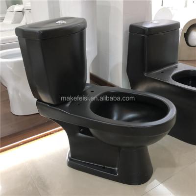 China WC Chinese Modern Sanitary Ceramic Black Piss Bathroom Ware Two Piece Toilet Set for sale