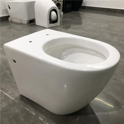 China Hot Seller Double-flow Sanitary Ware Ceramic Bathroom P-trap 180mm WC Cheap Wall Mounted Toilet for sale