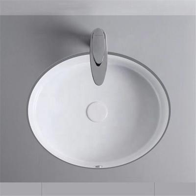 China China Modern Ceramic Basin Under Mounted Oval Flat Bottom Hotel Wash Basin for sale