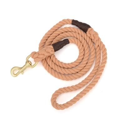 China Custom 100% Handmade Braided DETACHED Rope Cotton Dog Leash With Logo Wholesale Pet Rope Leash for sale