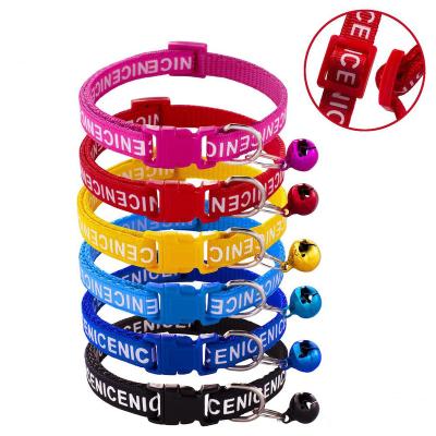 China INTERESTING Pet Collar Print Quick Release Letter Ribbon Dog Puppy Nylon Collar With Bell for sale