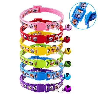 China Newest Quick Release Cartoon Printed Nylon Pet Collar Snotty Snot Puppy ID Collar With Bell for sale