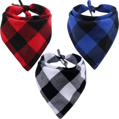 China Reversible Stocked Plaid Dog Bandana Triangle Bibs Scarf Accessories for Dogs Cats Pets Animals for sale