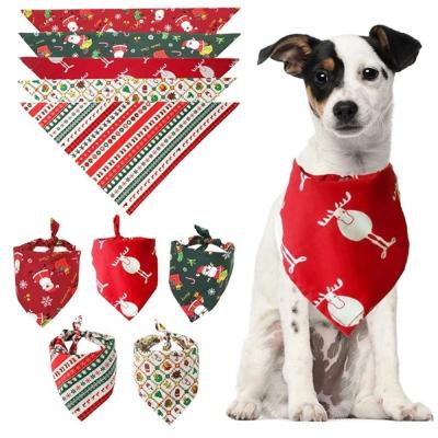 China Premium Durable Christmas Tree and Santa Claus Dog Scarf Stocked Fabric Holiday Bandana for Boy and Girl Christmas Dog Bandanas for sale