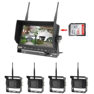 China Waterproof 7 Inch Wireless Rear View DVR Monitor 4pcs Truck Camera Recording System For Forklift Rack Reversing for sale