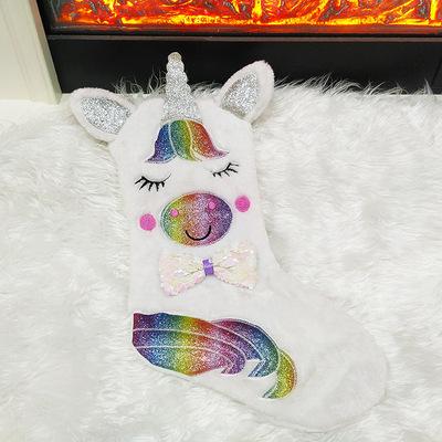 China Wholesale 2021 Fabric New Unicorn Christmas Socks Decorations Socks Gift Bags Christmas Decorations Christmas Pendants for sale