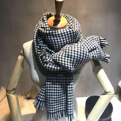 China Korean Version Brown Pink Black Red New Autumn And Winter Cashmere Plaid Scarf Black And White Imitation Houndstooth Fringed Ladies Shaw for sale