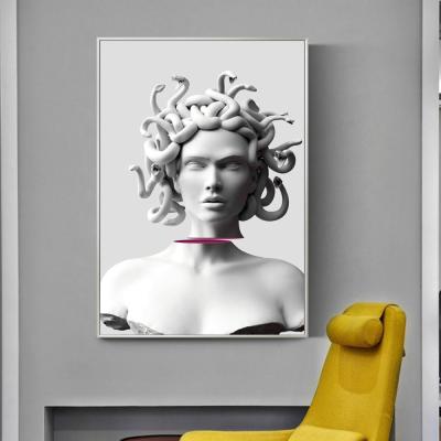 China Vaporwave Waterproof Jellyfish Sculpt Funny Art Statue Decor Picture Canvas Print Painting Wall Art Living Room Posters And Prints Gorgon for sale