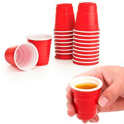 China Red Plastic PS Cups Mini Beer Pong Set Disposable 2oz 48ml American Party Disposable Plastic Game Cup for sale