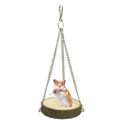 China Sustainable Natural Wooden Swing Hammock Toy For Bird Parakeet Parrot Hamster for sale