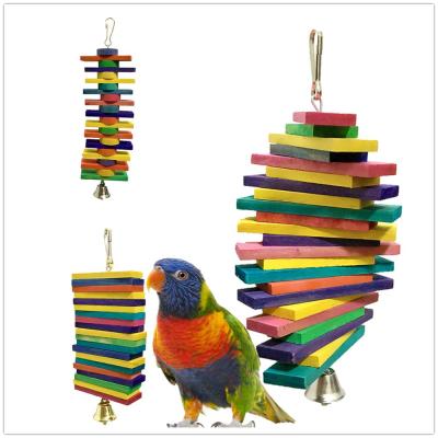 China Viable Colorful Wooden Toy For Bird Squirrel Hedgehog Parrot Parrot Hammock Swings Ladders For Pet Training for sale