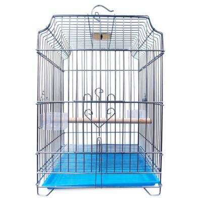 China Breathable Large Size Parrot Bird Cage Plated Galvanized Bird Cage Stainless Steel Bird Cage With Wooden Perch Stand for sale