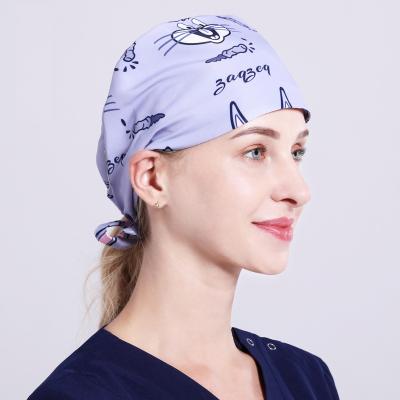 China Surgical Hat Men and Women Nursing Nurse Operating Room Hat Dentist Pet Hospital Sweet Printing Work Clinic 0089-18HT013-3 for sale