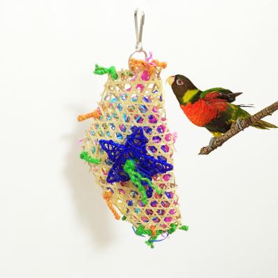 China Parrot Toys BAMBOO Bird Toys Pull Grass Rope Toys Bamboo Braided Bird Paper Pulled Toy for sale