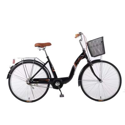 China BIG popular 26 inch retro single speed watersport style FAST classic with basket light city bicycle for lady or adult for sale