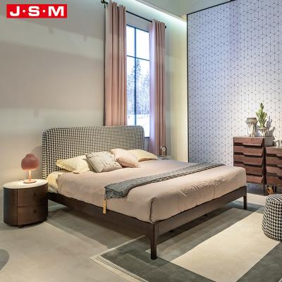 China Durable Modern Leather Designs Solid Wood Fabric Furniture Bed Bedroom Sleep Twin Bed for sale