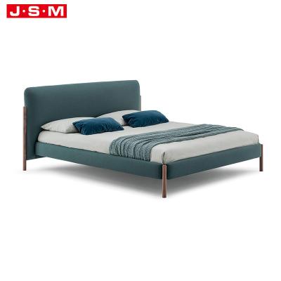 China Double Bedroom Furniture Durable Headboard Fabric Wood Frame Elastic Bed for sale