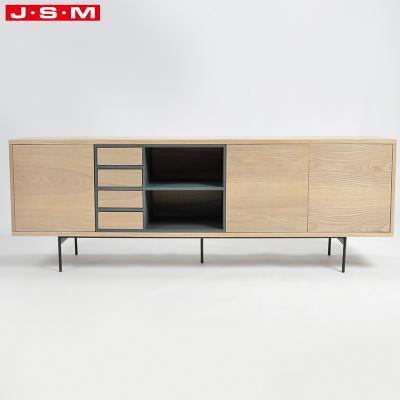 China Other Large Living Room High Quality Oak Melamine Metal Base Metal Base Console TV Cabinet for sale