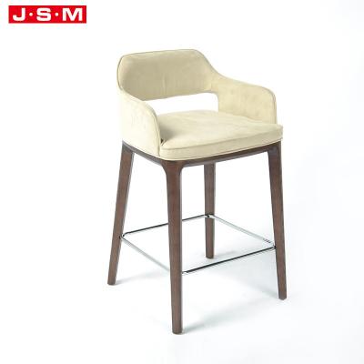 China Contemporary Hot Selling Restaurant Furniture Bar Chair Cafe Kitchen Luxury Modern Wooden Restaurant Back Rest White High Stool Bar Chair for sale