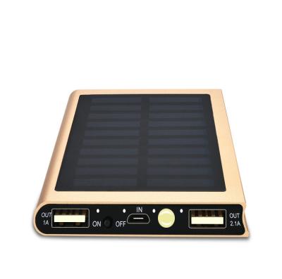 China Solar Panel Charge 10000mA Fast Charging Solar Power Bank 2.1A Input And Output for sale