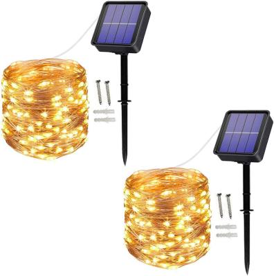 China Garden 12 8 Mode 100 Meters Led Solar Power Fairy Lights Warm White Party Wedding Christmas Tree Led Solar Light Outdoor String Light for sale