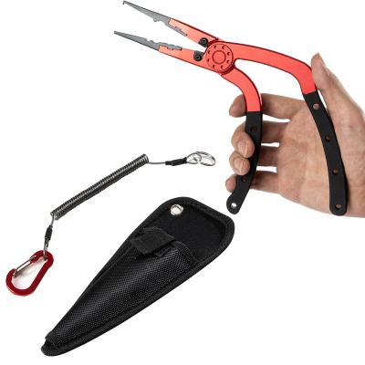 China Household Outdoor Fishing Tools Aluminum Stainless Steel Portable Lip Handle Holder Hook Remover Cutter Fishing Pliers Set for sale