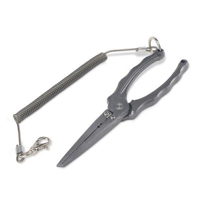 China Outdoor Fishing Saltwatern Aluminum Fishing Pliers With Coiled Lanyard And Sheath Quick Tie Tie Tool Fishing Floating Pliers for sale