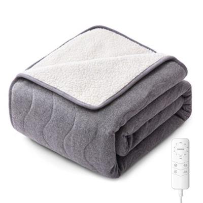 China Household Navy Blue Super Cozy Fluffy And Machine Washable Sherpa Electric Throw Blanket for sale