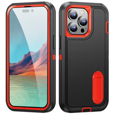 China Shockproof Shockproof Phone Case For iPhone 14 Pro Anti-drop Cell Phone Max Three Proof Case With Bracket for sale