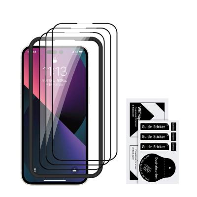 China Mobile Phone Full Coverage Screen Protector 9H Tempered Glass Film For iPhone 14 14max 14pro 14promax With Install View for sale