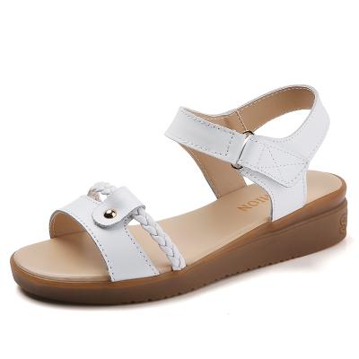 China Fashion trend slope heel sandals women 2021 new summer fashion sandals slope non-slip heel tendon beach for sale