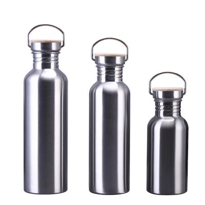 China 350ml 500ml 750ml 1000ml Double Wall Stainless Steel Handle Water Bottle Bamboo Lid Travel Wish Outdoor Vacuum Cup Flasks for sale