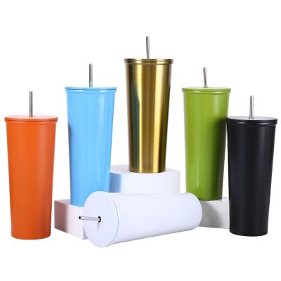 China PORTABLE 17OZ Stainless Steel Tumbler STRAWS Cup Custom Logo Colorful Water Bottle With Straw Double Wall Vacuum Coffee Mugs for sale