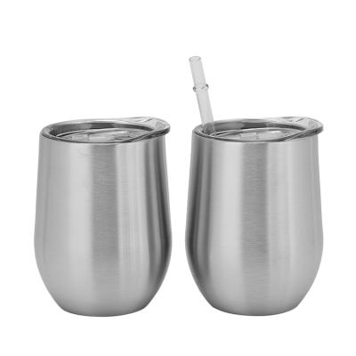 China 12oz Customized PORTABLE Double Wall Stainless Steel Cold Beer Mug Wine Cooler Wine Tumblers Drinking Bottle With Straw for sale