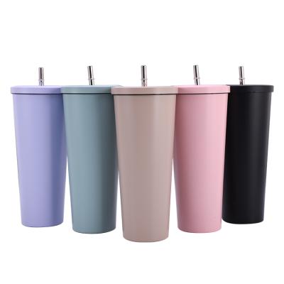 China Wholesale 17oz Double Wall Water Bottle PORTABLE Vacuum Insulated Stainless Steel Tumbler Mugs Thermal Coffee Mugs With Straw Iced Mug for sale