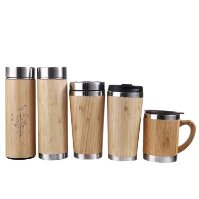 China Wholesale PORTABLE Wall Insulated Grain Vacuum Coffee Tumbler With Lid Wooden Cup Custom Travel Stainless Steel Tumbler Double Lid for sale