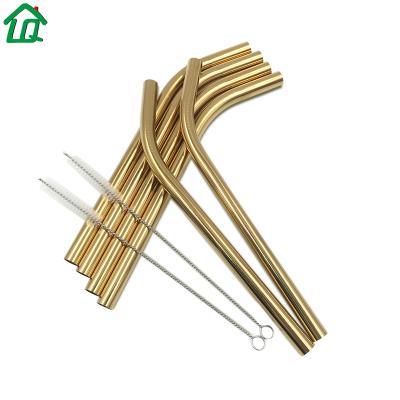 China Leatchliving Sustainable Custom Logo Wholesale Stainless Steel Straw With Brush And Bag Rose Gold for sale