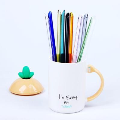 China Home In Daily Life Colorful Leatchliving Clear Pyrex Borosilicate Glass Straw Reusable Eco Friendly Glass Straw for sale