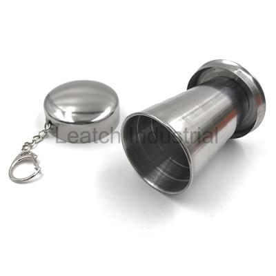 China Durable Leatchliving Stainless Steel Travel Folding Mug Portable With Key Chain Retractable Folding Mug for sale