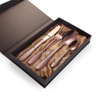 China Wholesale Fashionable Leatchliving Rose Gold Disposable Flatware Stainless Steel Tableware for sale